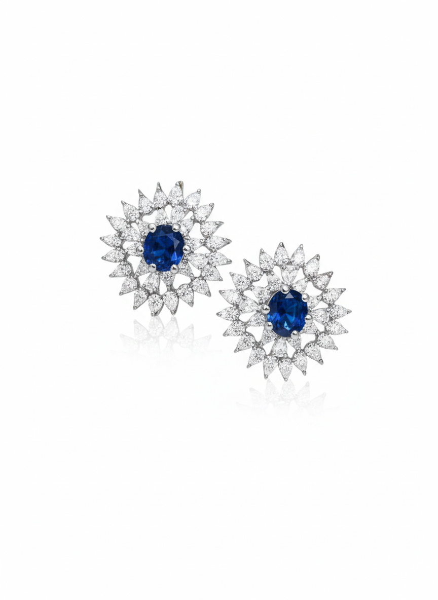 Floral Sapphire Studs