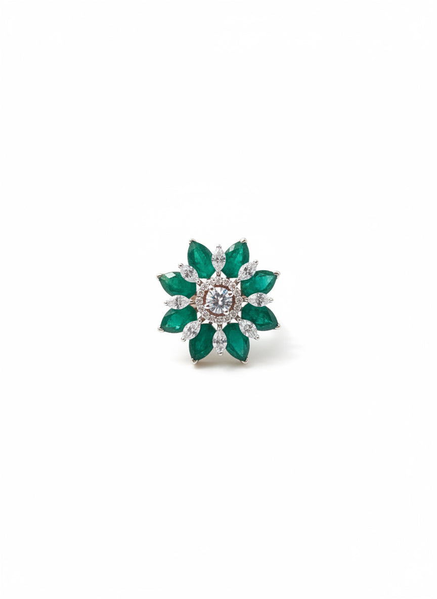 Emerald Petal Ring