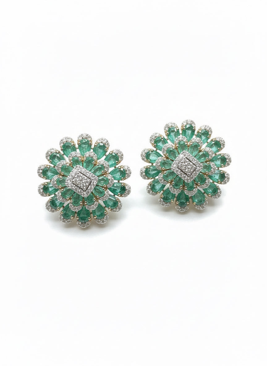 Emerald flower Studs