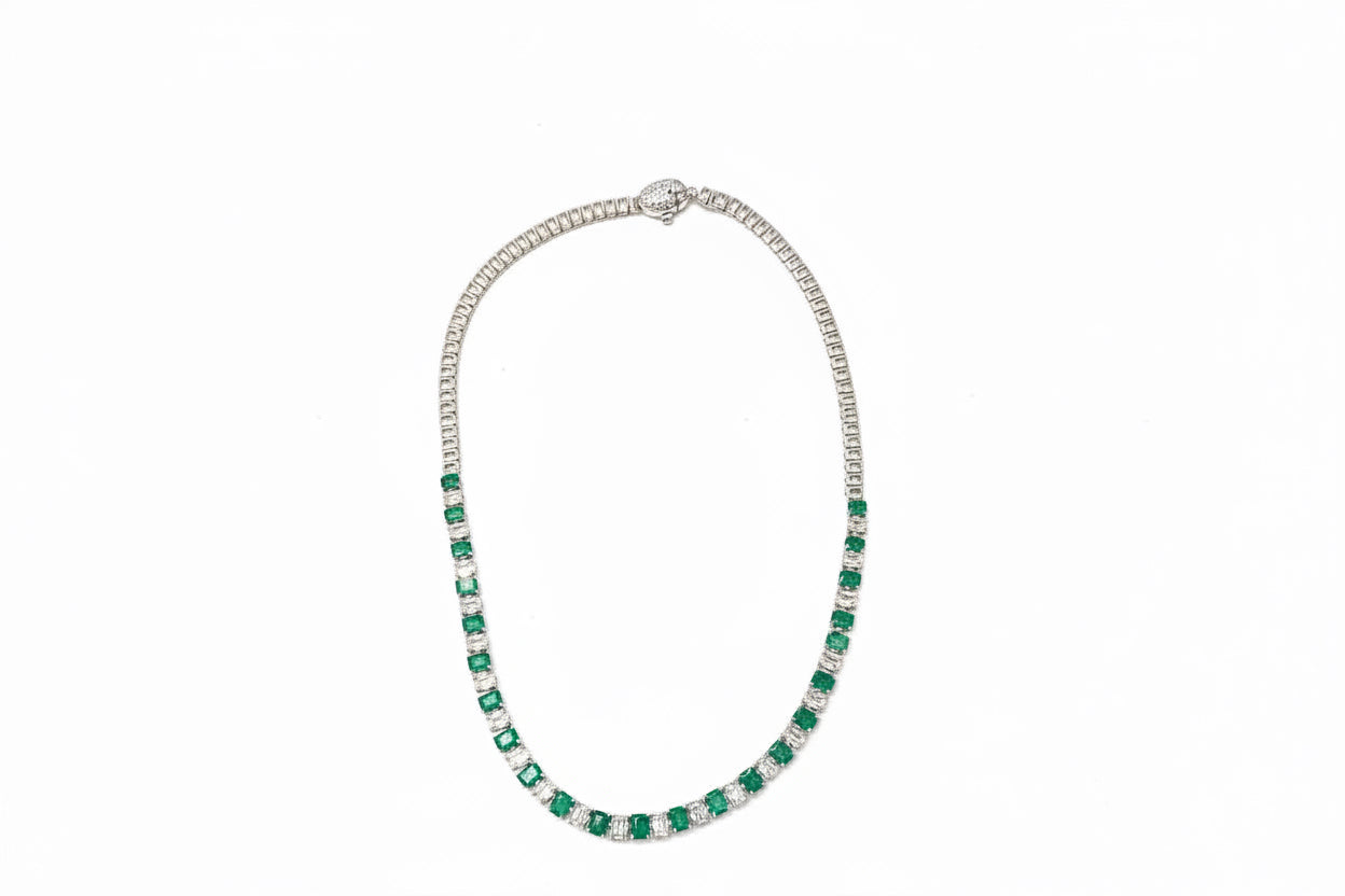 Emerald Elegance Diamond Necklace