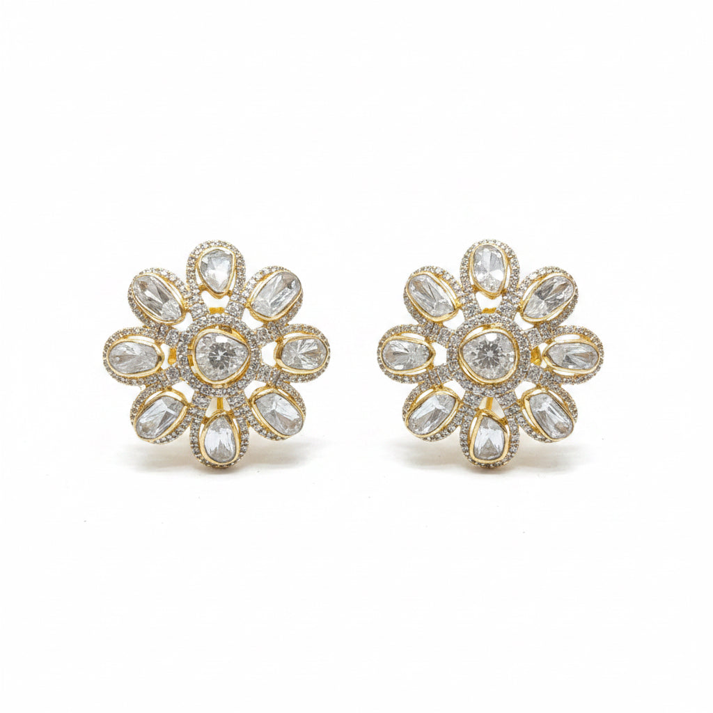 Flower Polki Studs