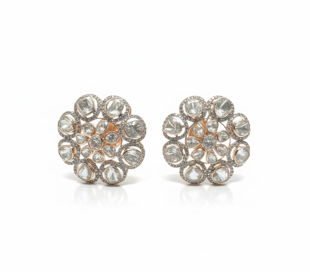 Floral polki studs