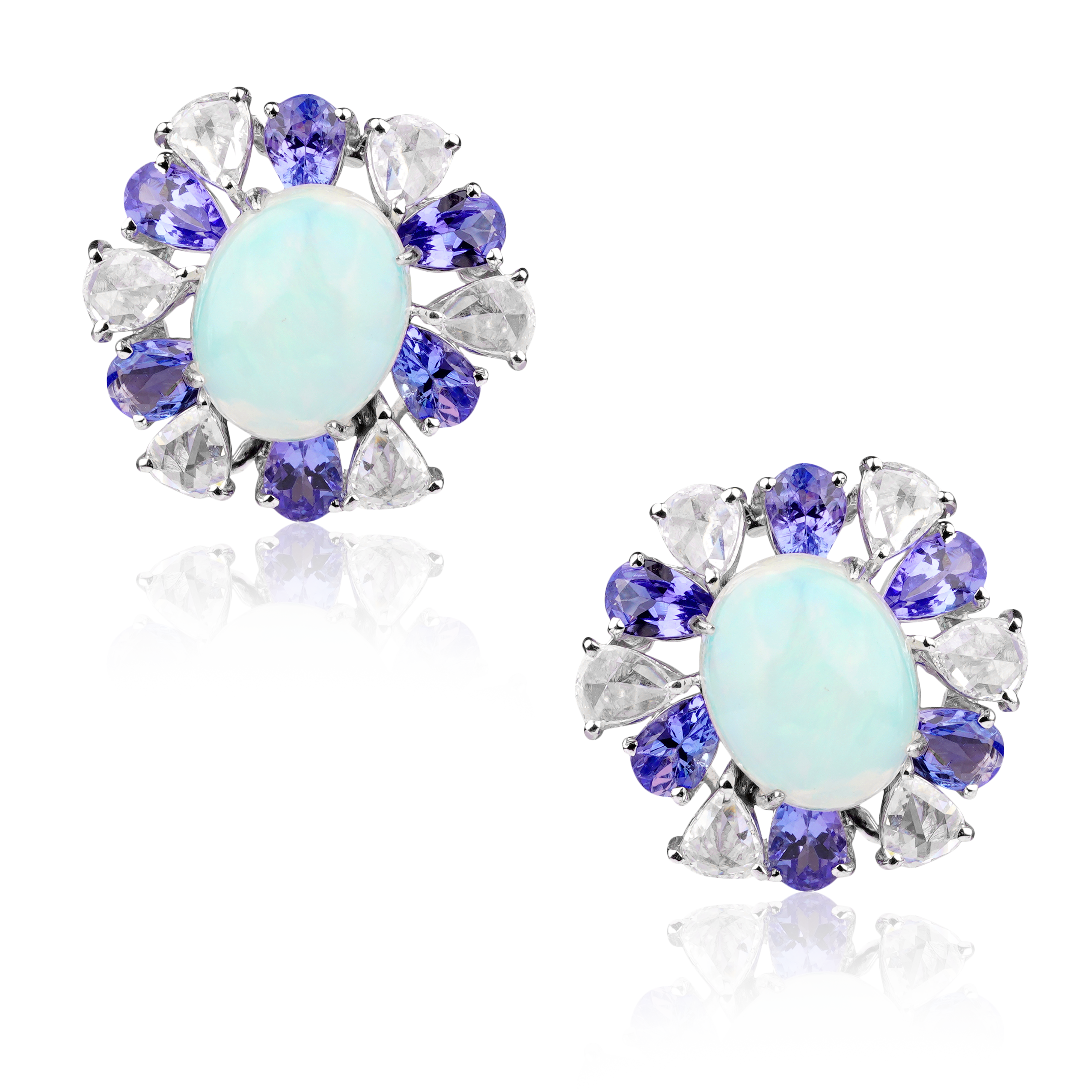 Opal Tanzanite Halo Earrings