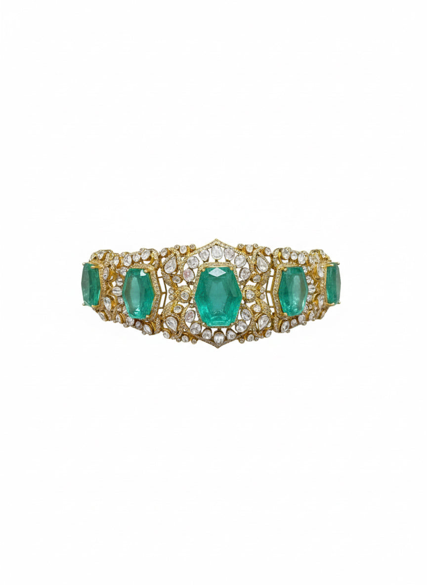 Emerald Polki Bracelet & Choker