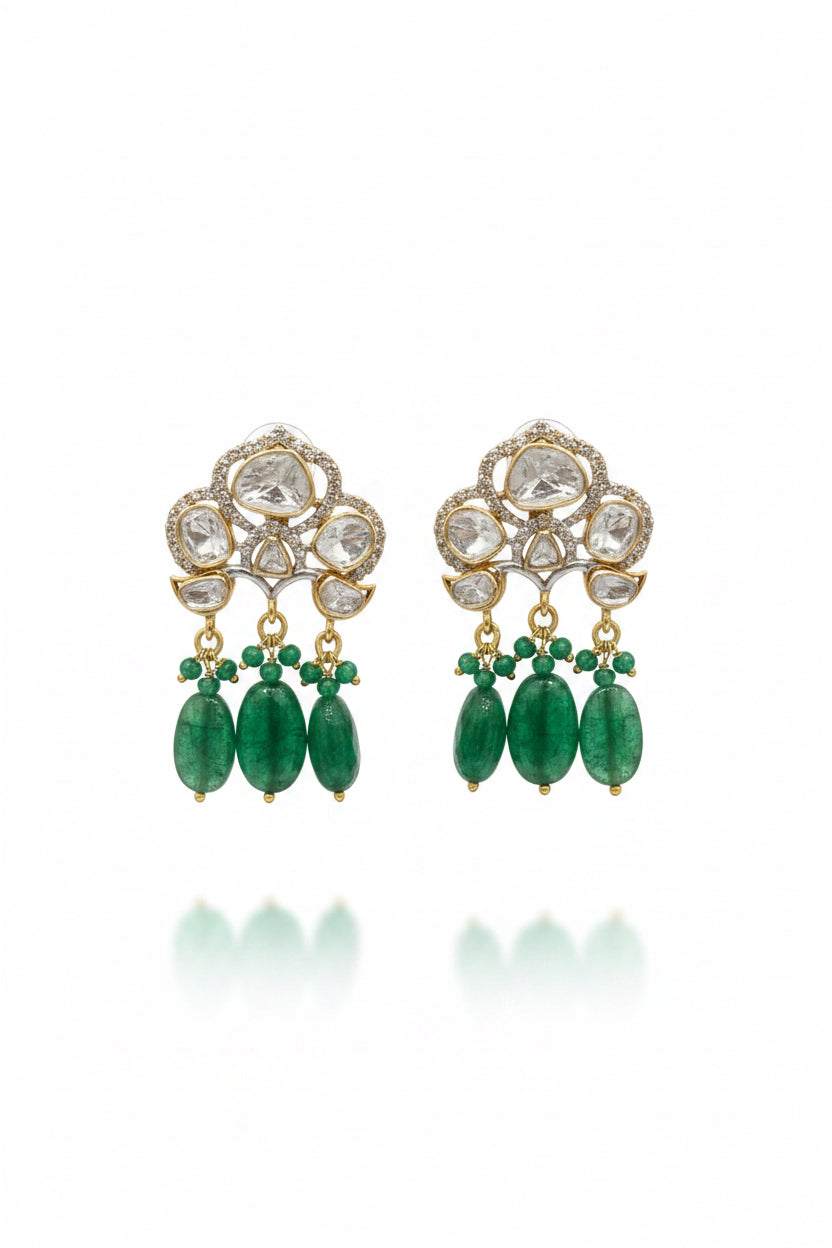 Emerald polki Studs