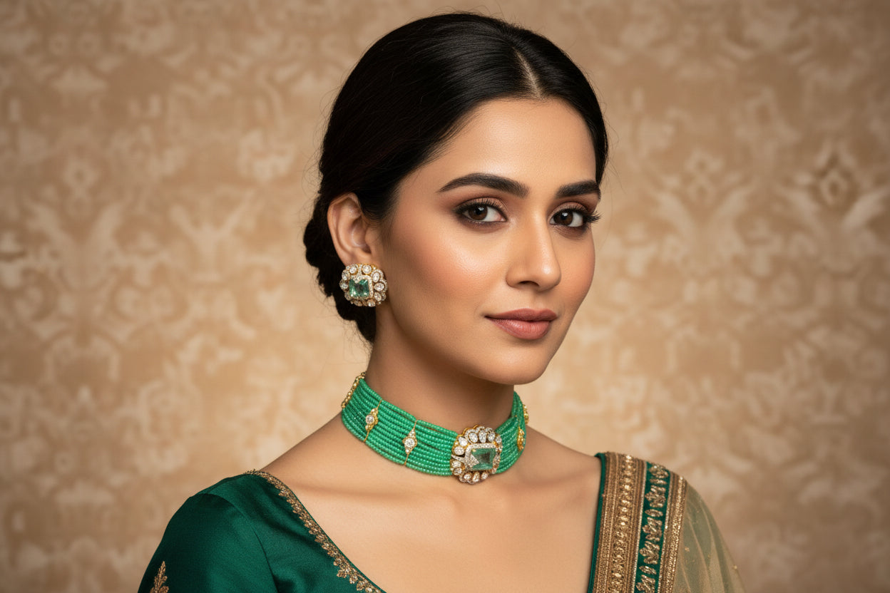 Emerald Aura Polki Choker