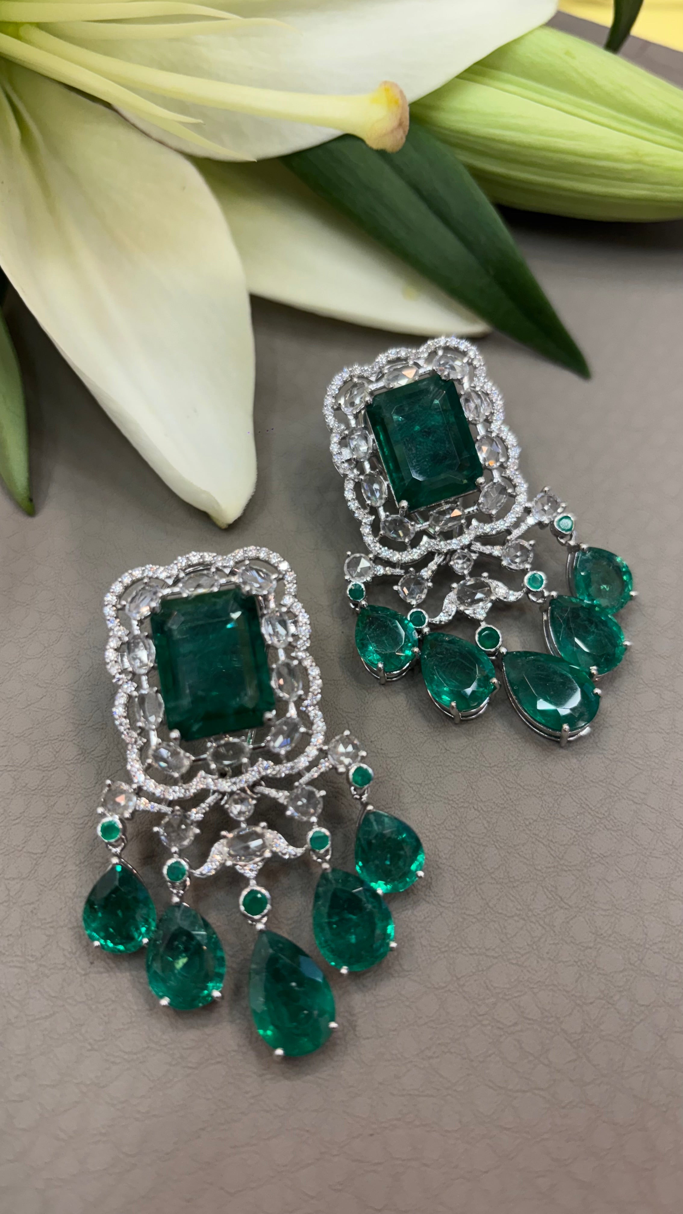 Regal Emerald Chandelier Earrings