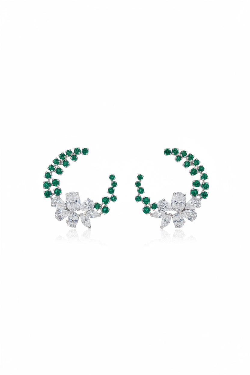 Emerald Bloom Curve Studs