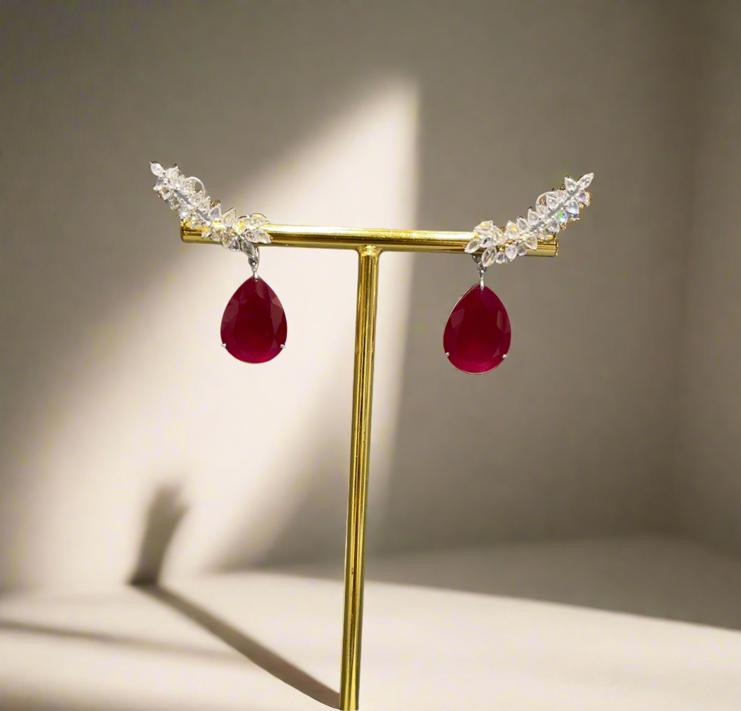 Crimson Cascade Ear Cuffs