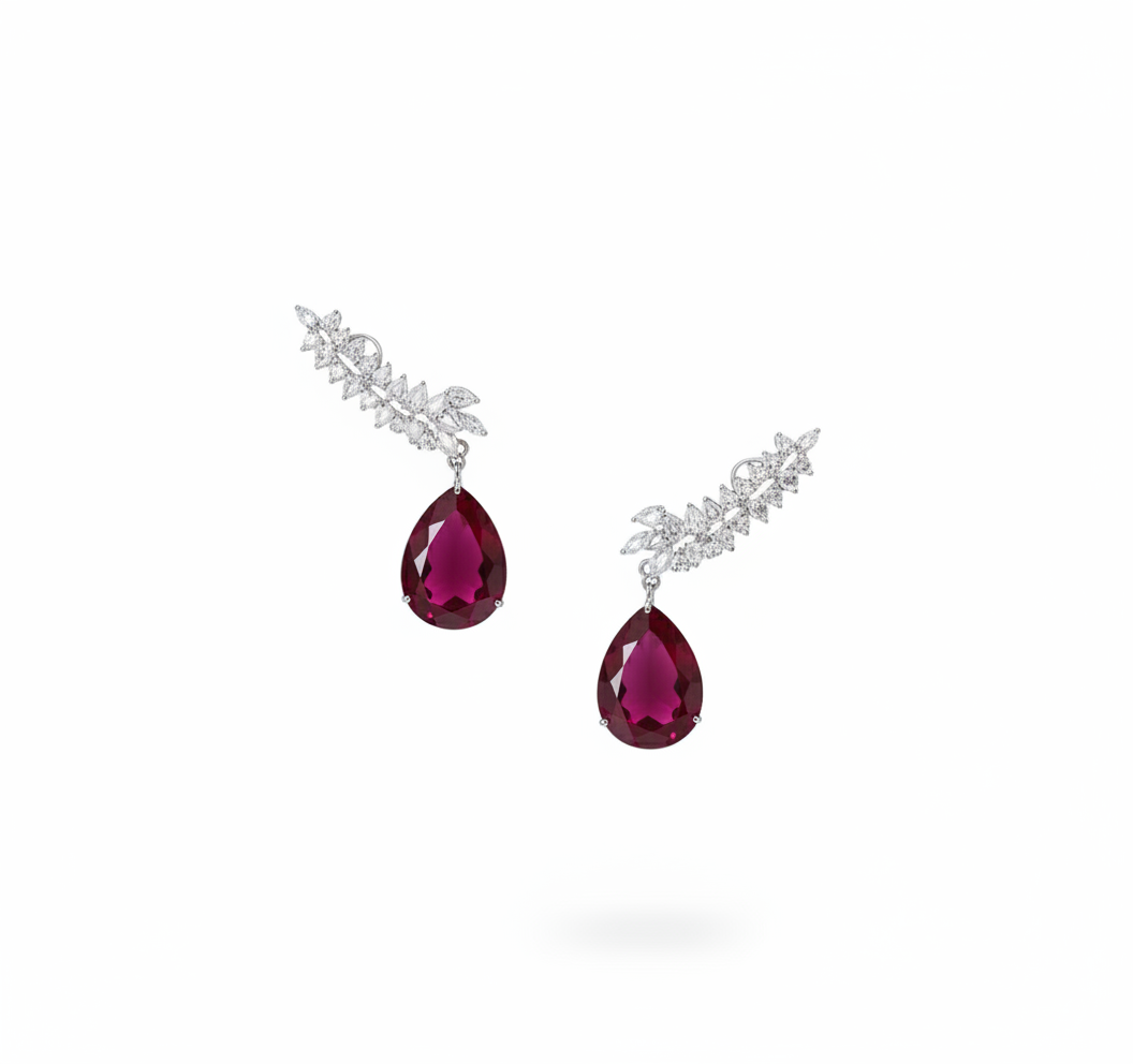 Crimson Cascade Ear Cuffs