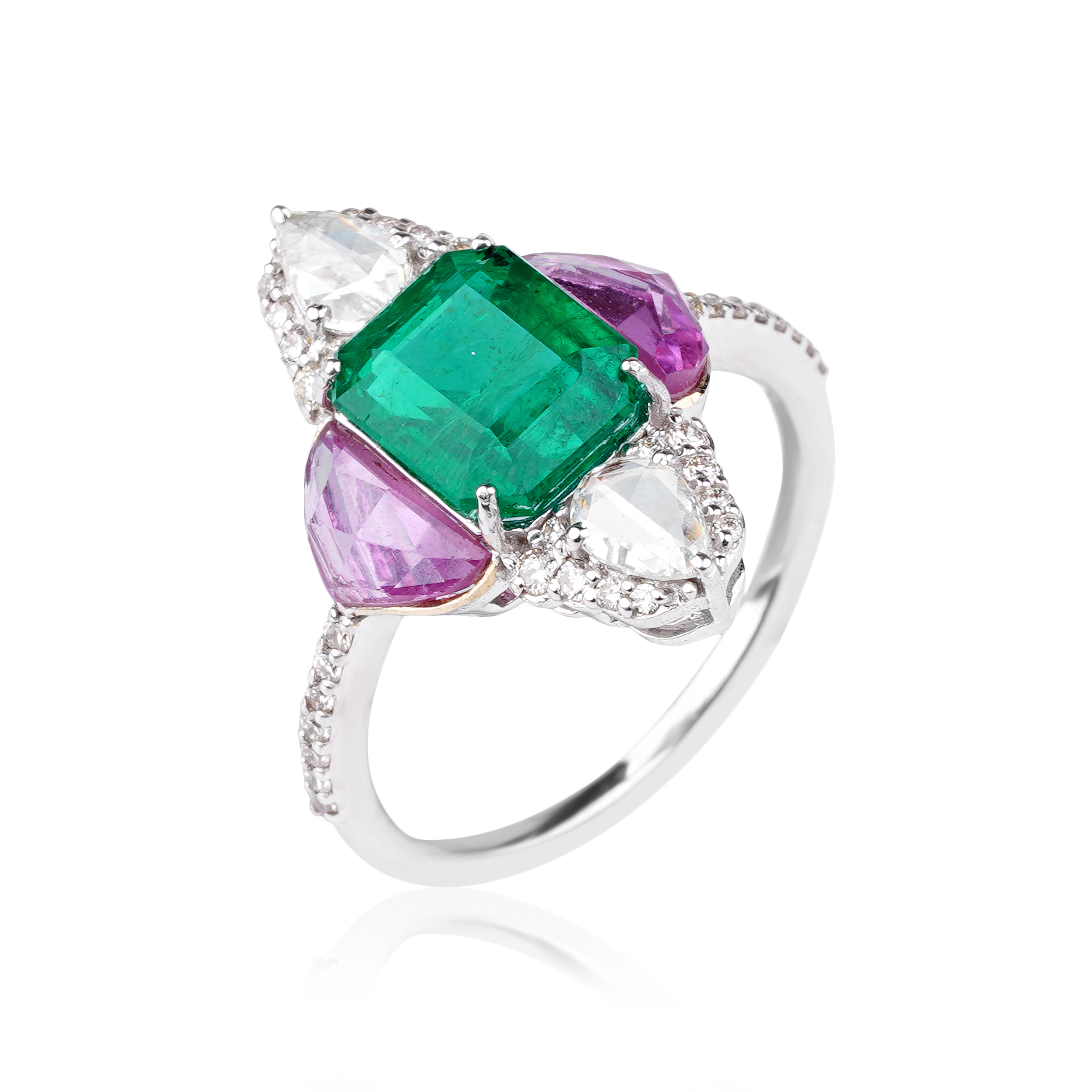 Elysian Emerald and Pink Symphony Ring