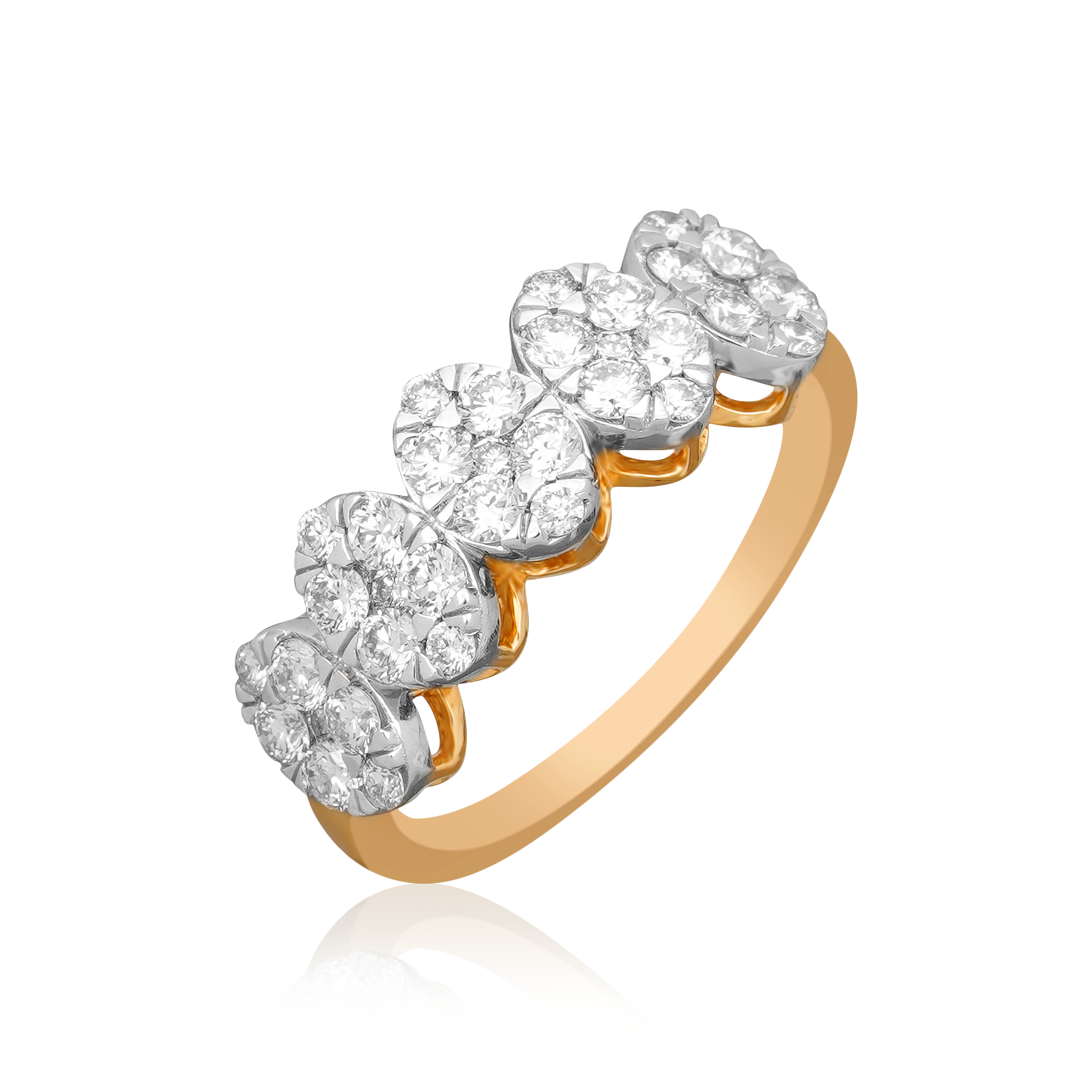 Flower gold band diamond ring