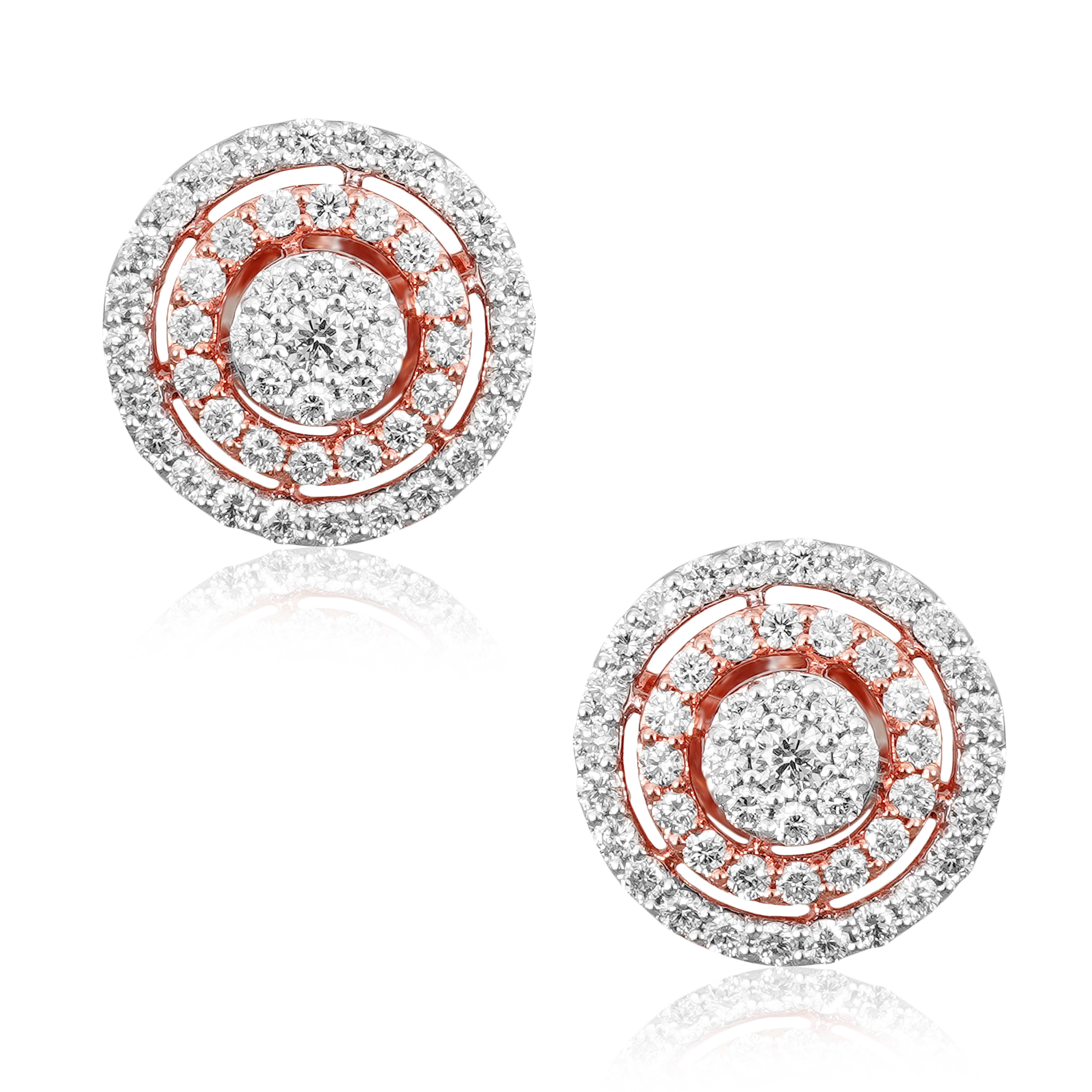 sphere rosegold diamond studs
