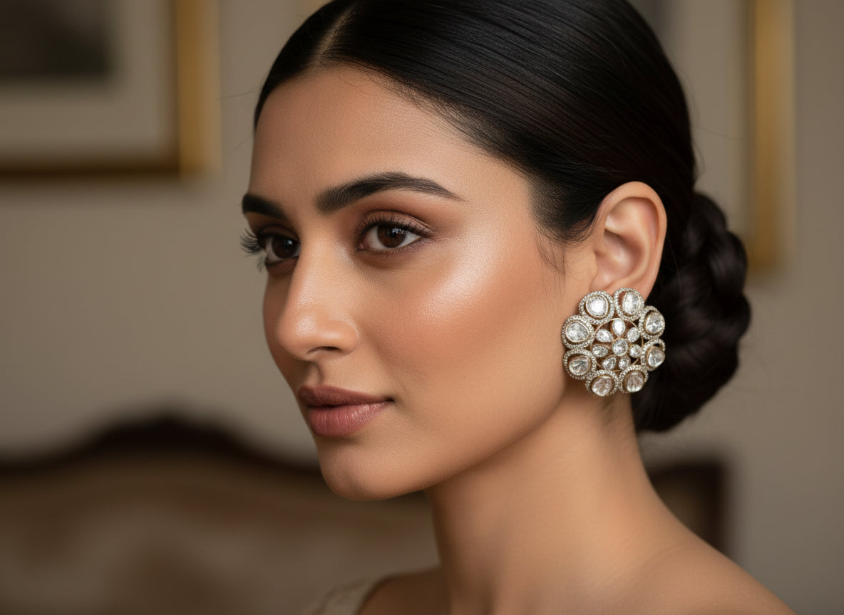 Floral polki studs