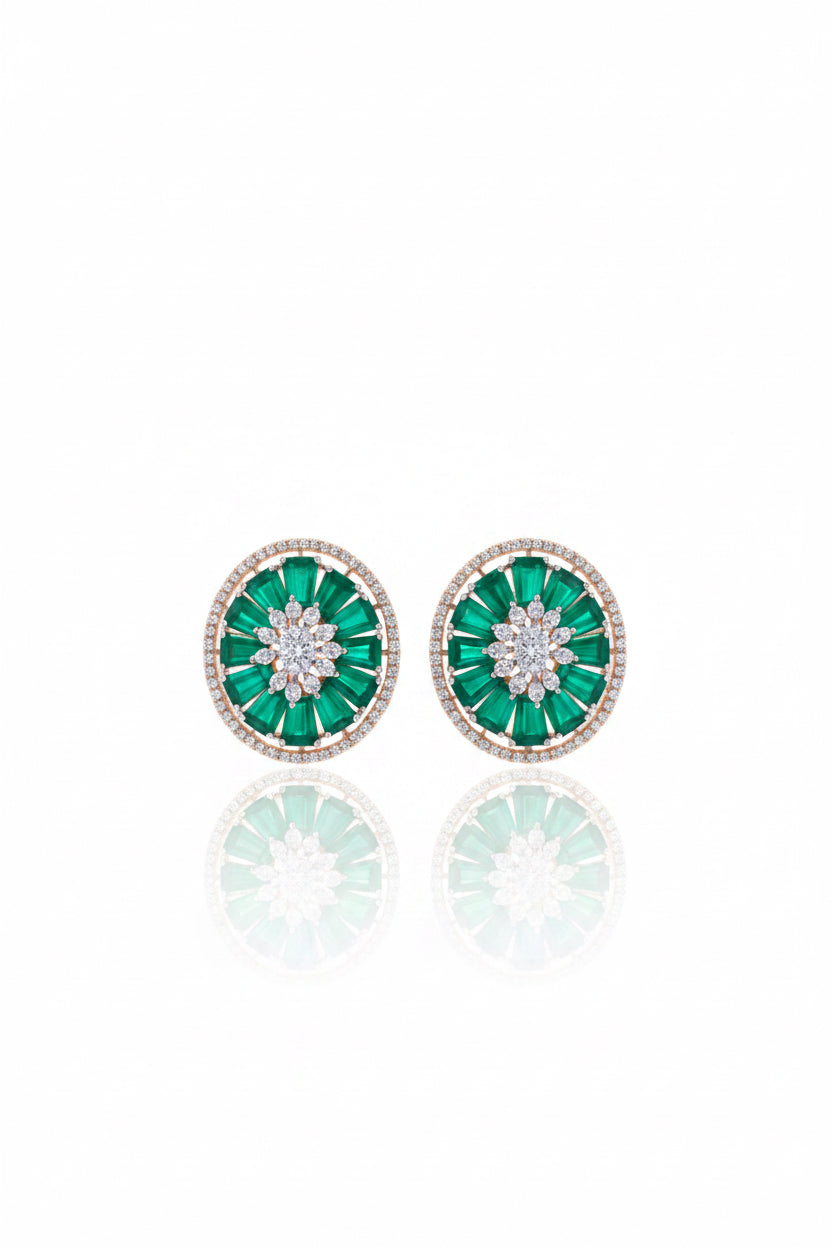 Emerald Halo Bloom Studs