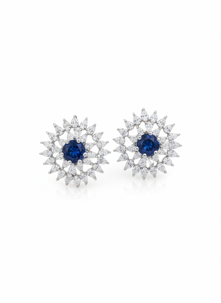 Floral Sapphire Studs