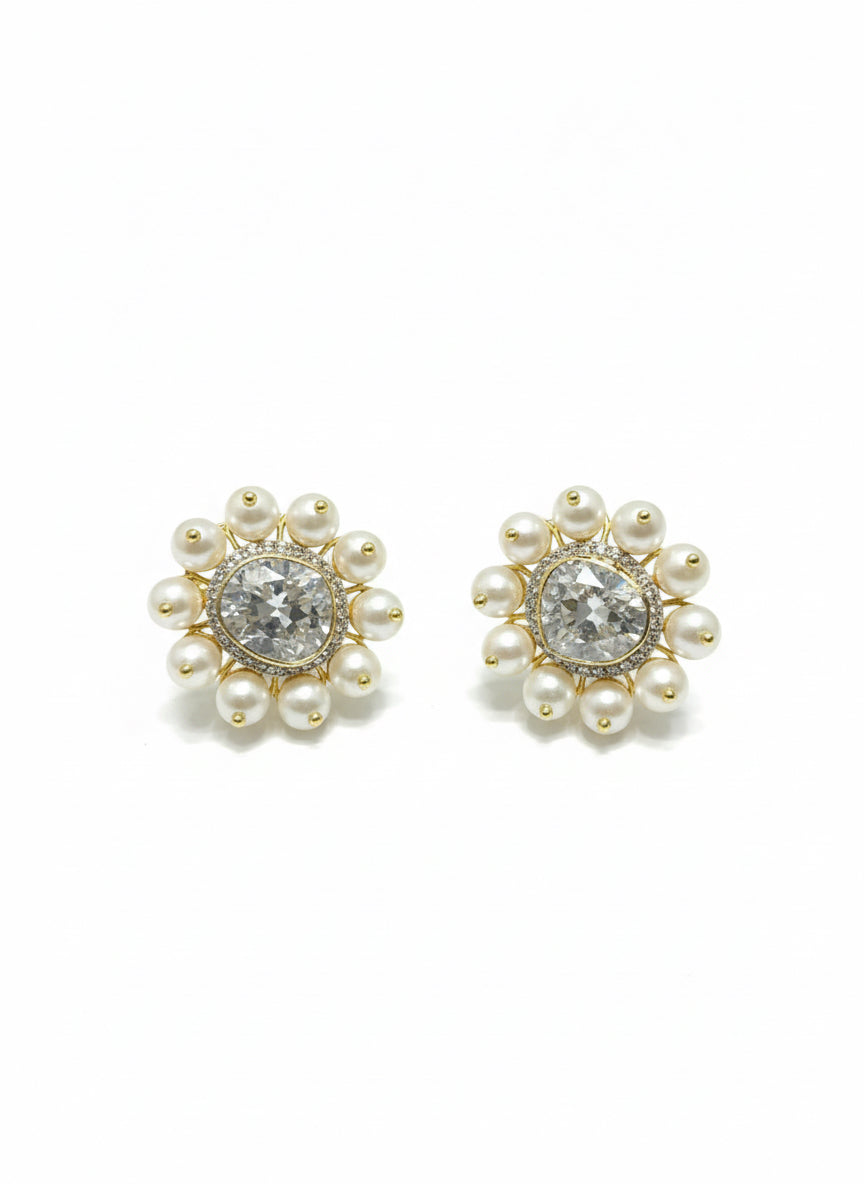 Pearl Halo Stud Earrings