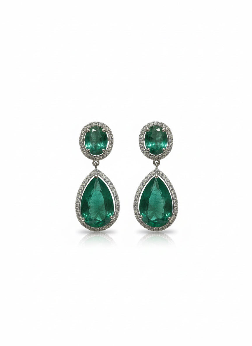 Emerald Teardrop Dangle Earrings
