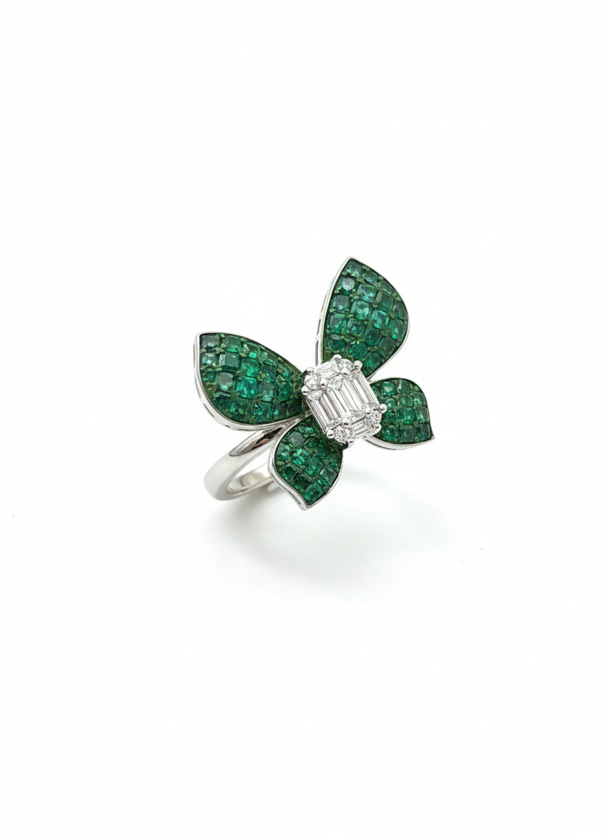 Emerald Butterfly Ring