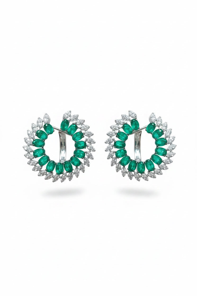 Emerald Diamond Hoops