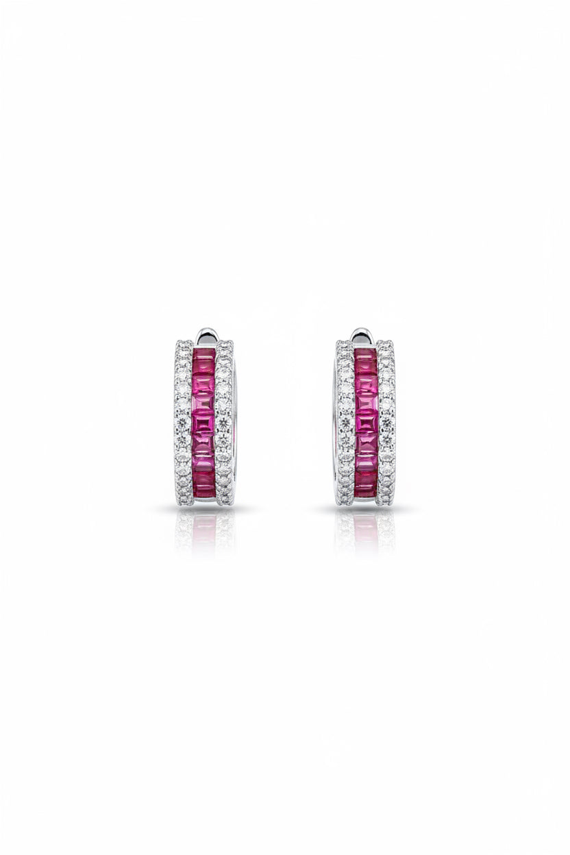 Crimson Spark Huggie Hoops