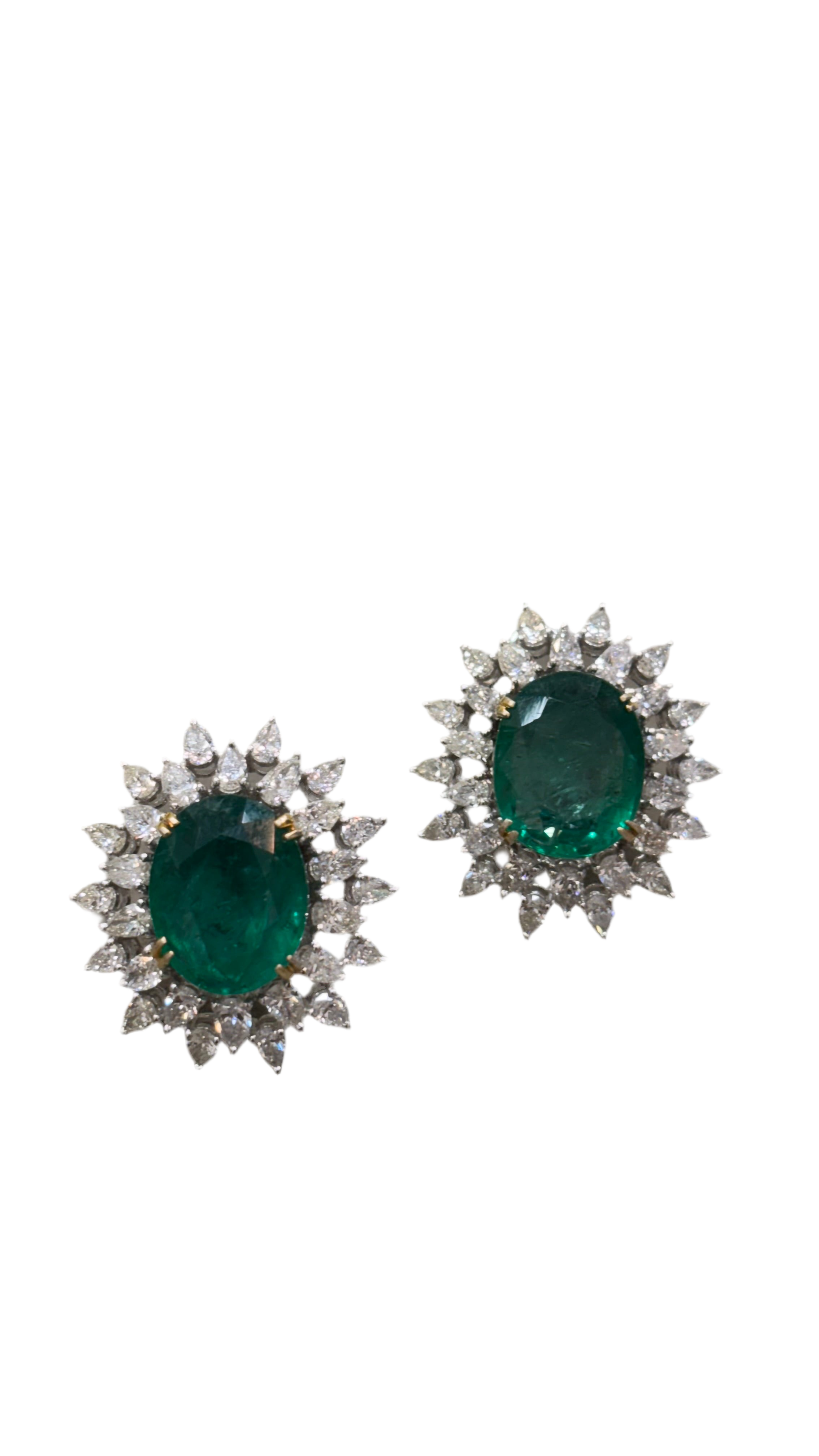 Emerald Diamond Halo Earrings
