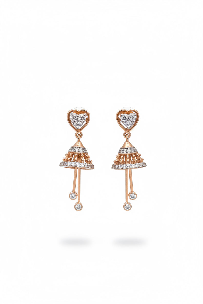 Heart Drop Jhumka Earrings