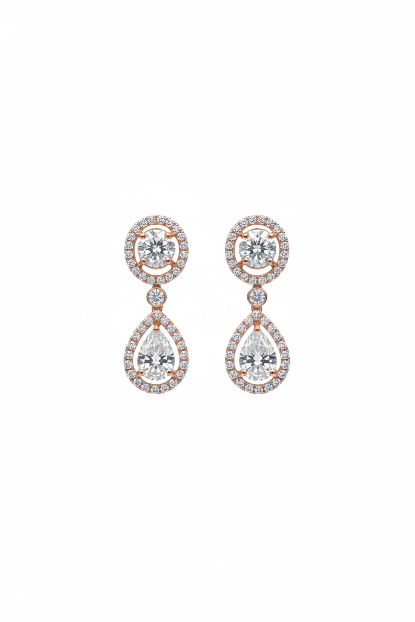 Classic Halo Pear Drop Diamond Earrings
