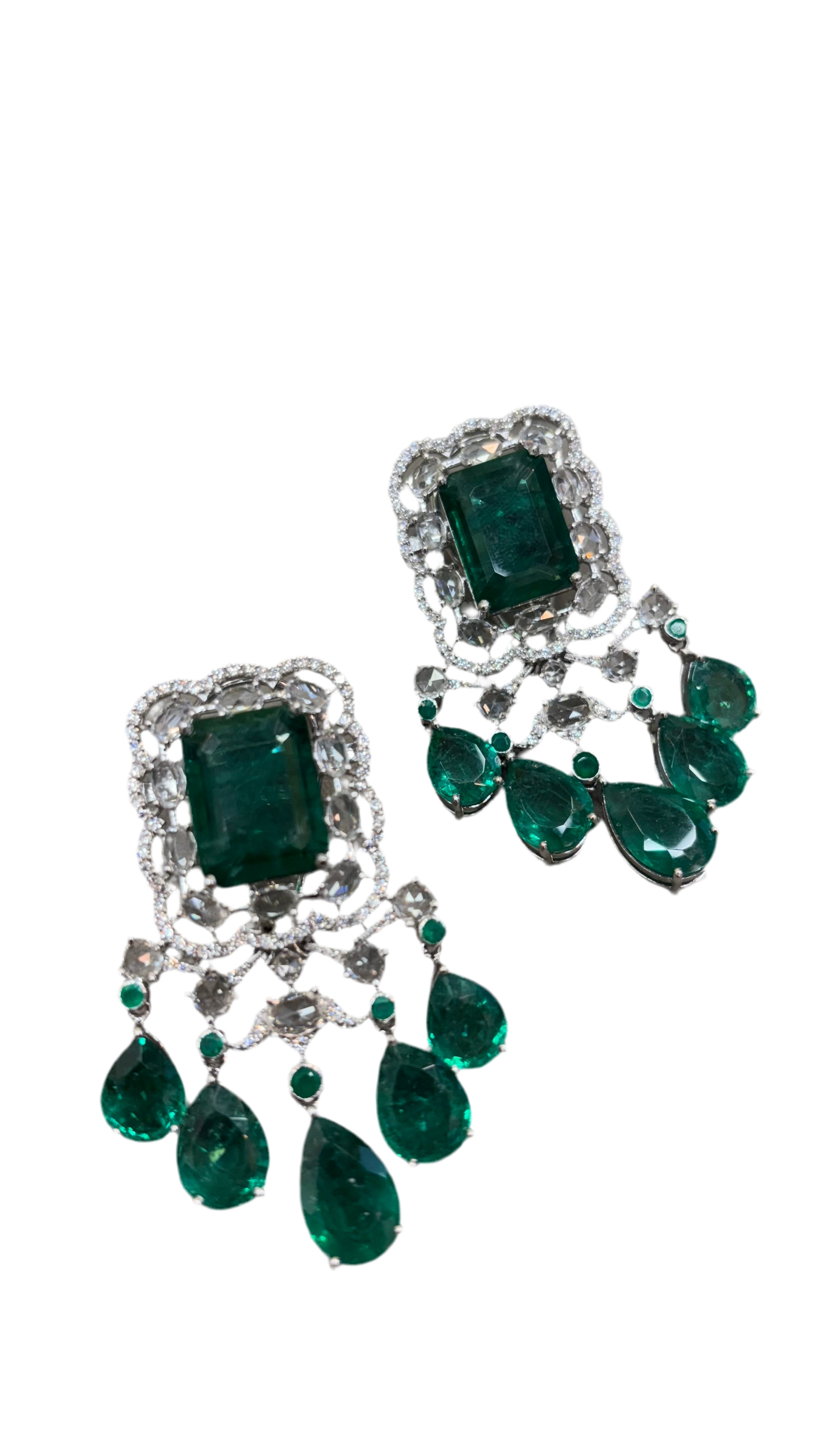 Regal Emerald Chandelier Earrings