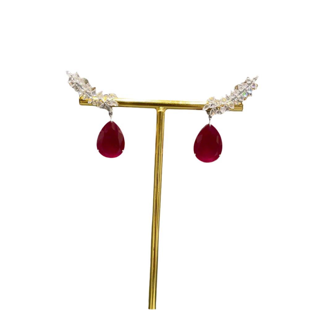 Crimson Cascade Ear Cuffs