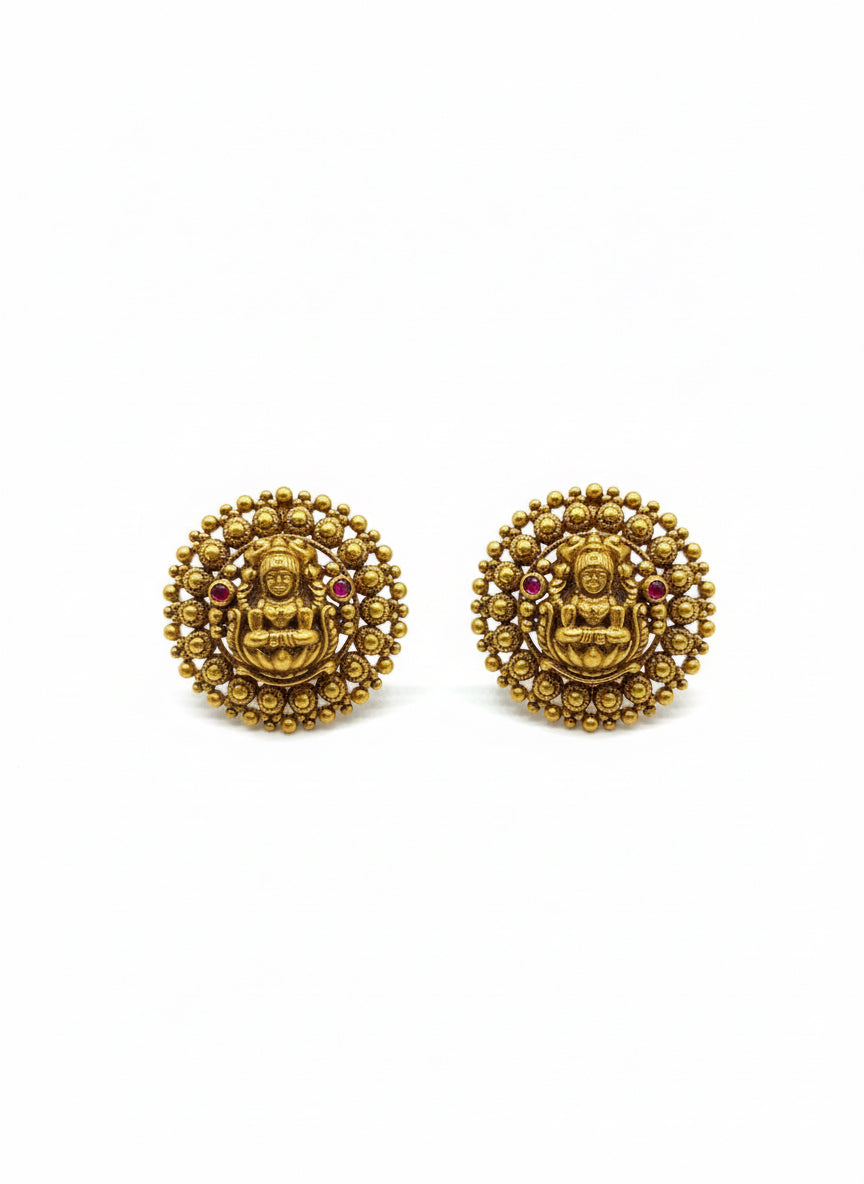 Temple Lakshmi Coin Stud Earrings
