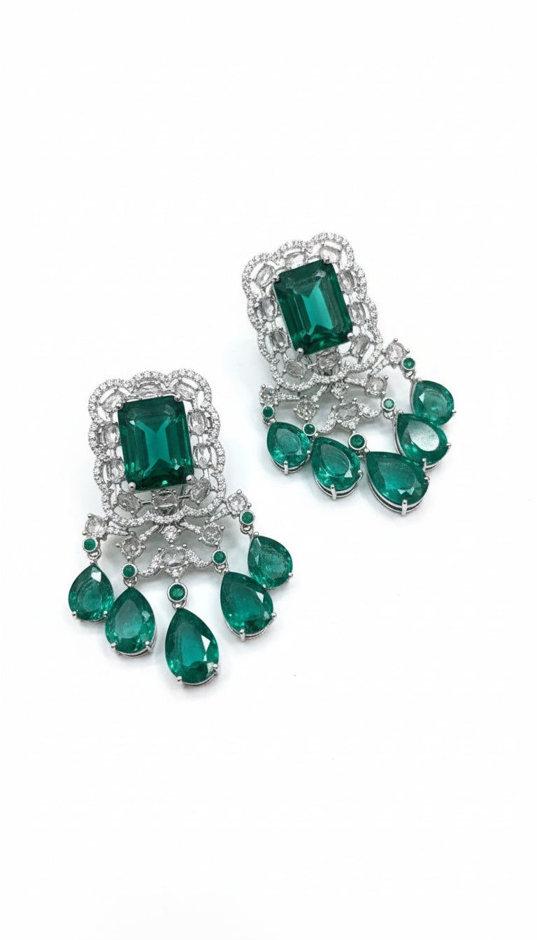 Regal Emerald Chandelier Earrings