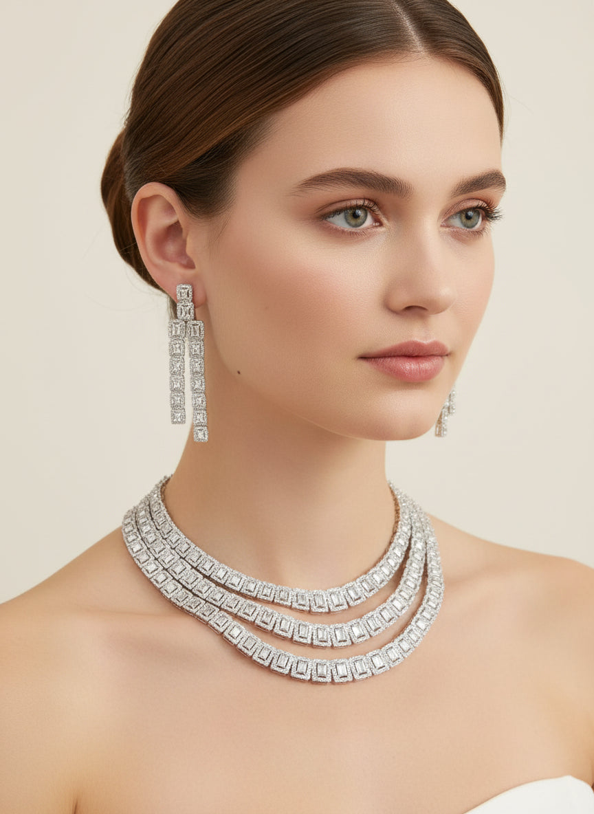 Regal Emerald-Cut Diamond Set