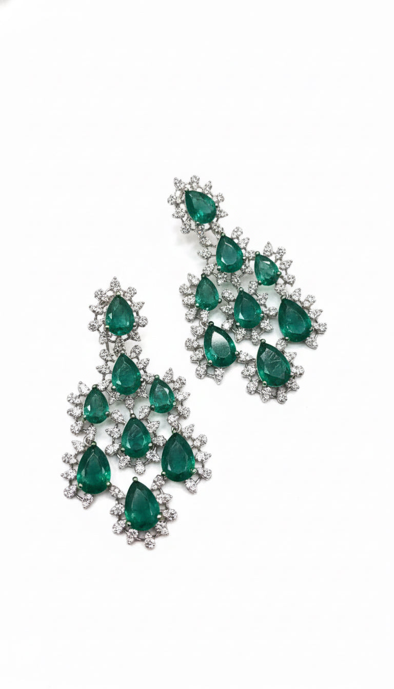 Emerald Cascade Diamond earring