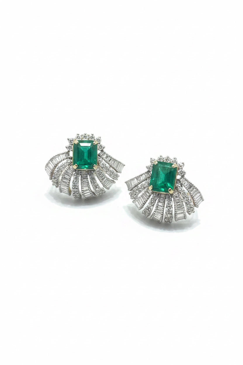 Emerald Cascade Diamond Studs