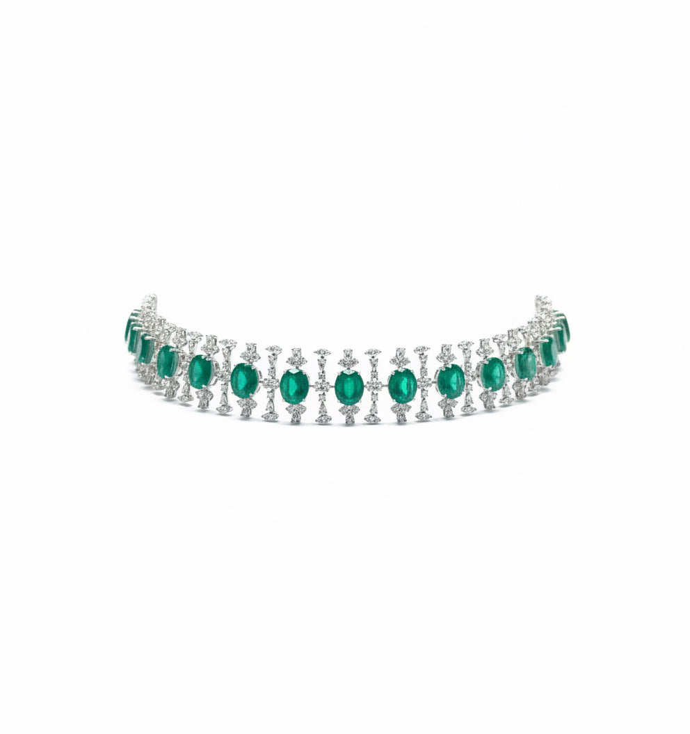Emerald Radiant bracelet & choker