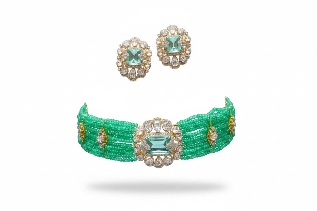 Emerald Aura Polki Choker