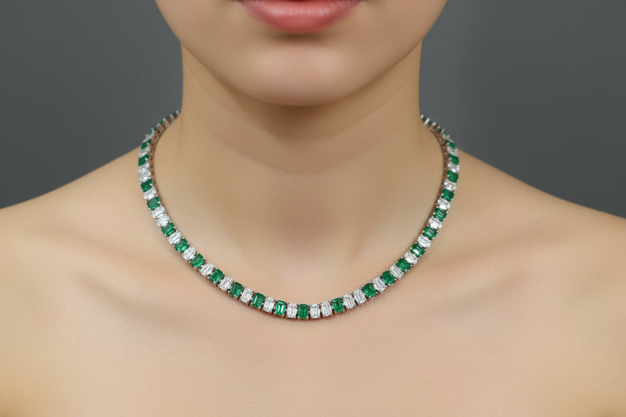 Emerald Elegance Diamond Necklace
