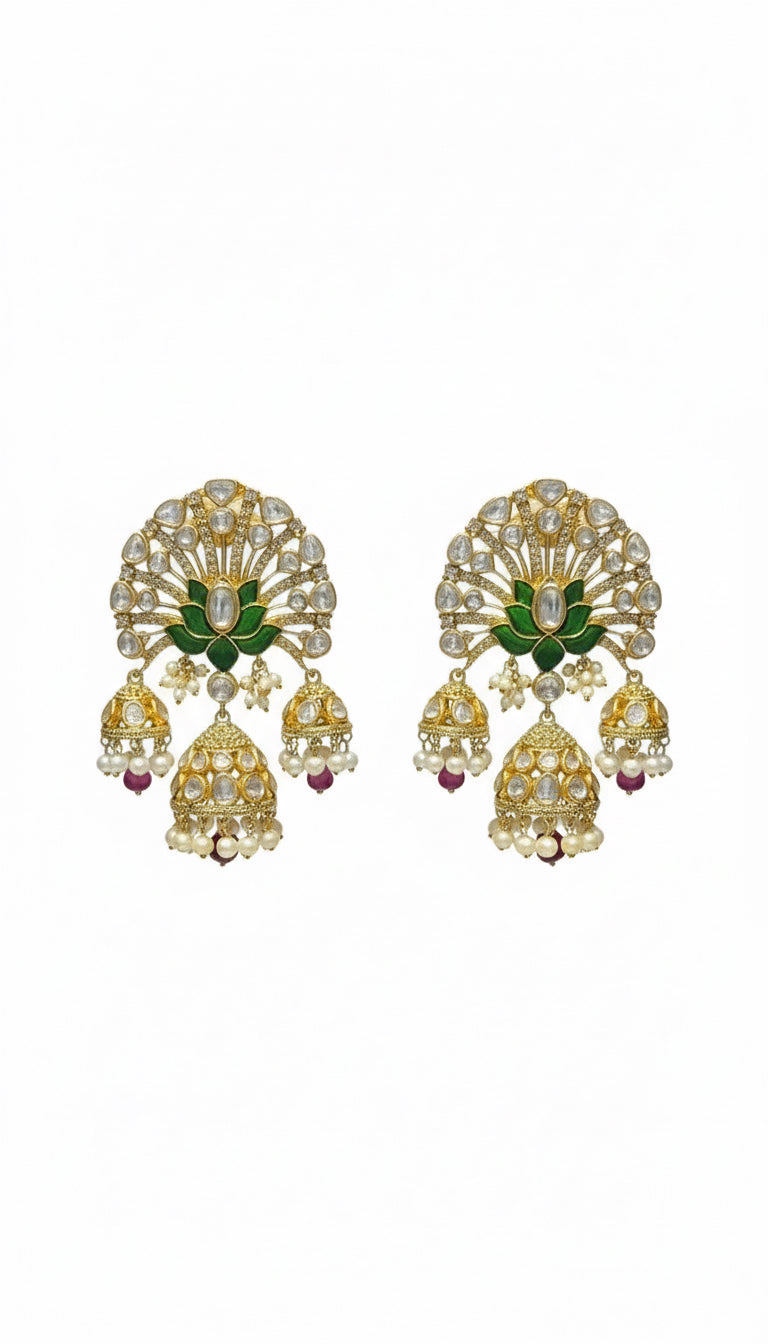 Lotus Polki Chandbali