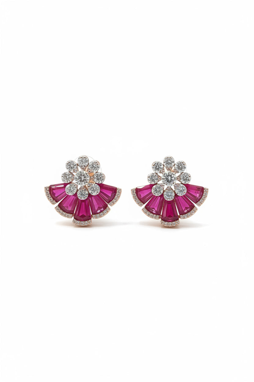 Ruby Diamond Floral Studs