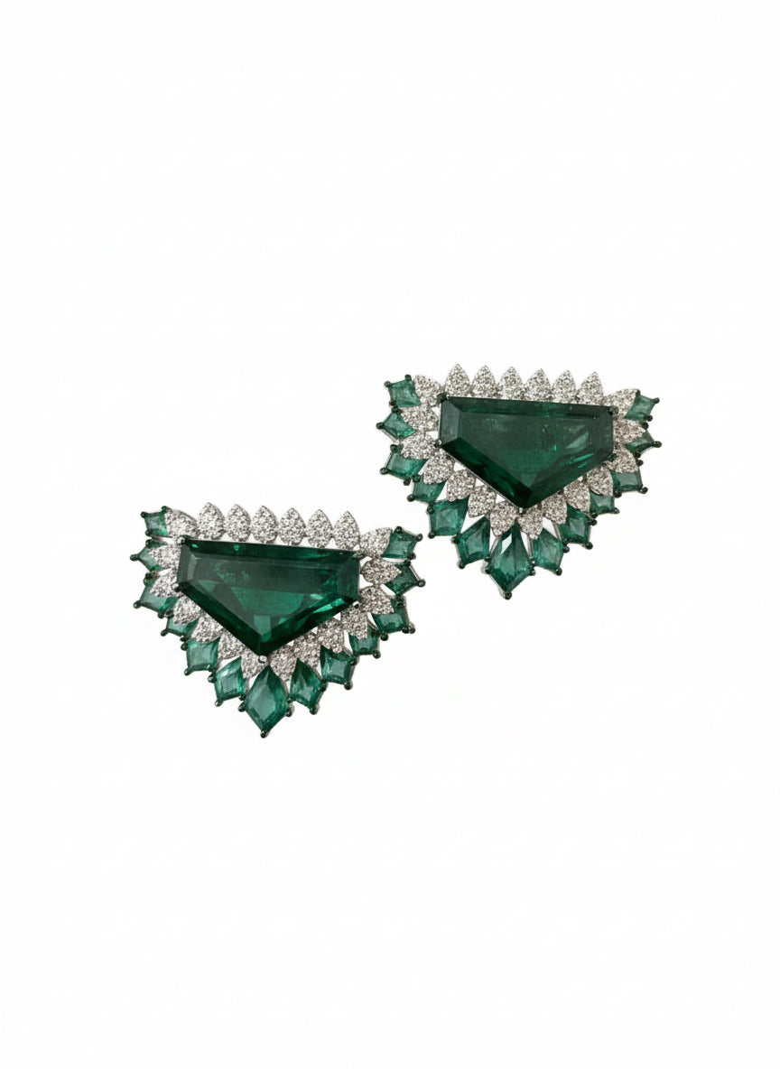 Green emerald studs