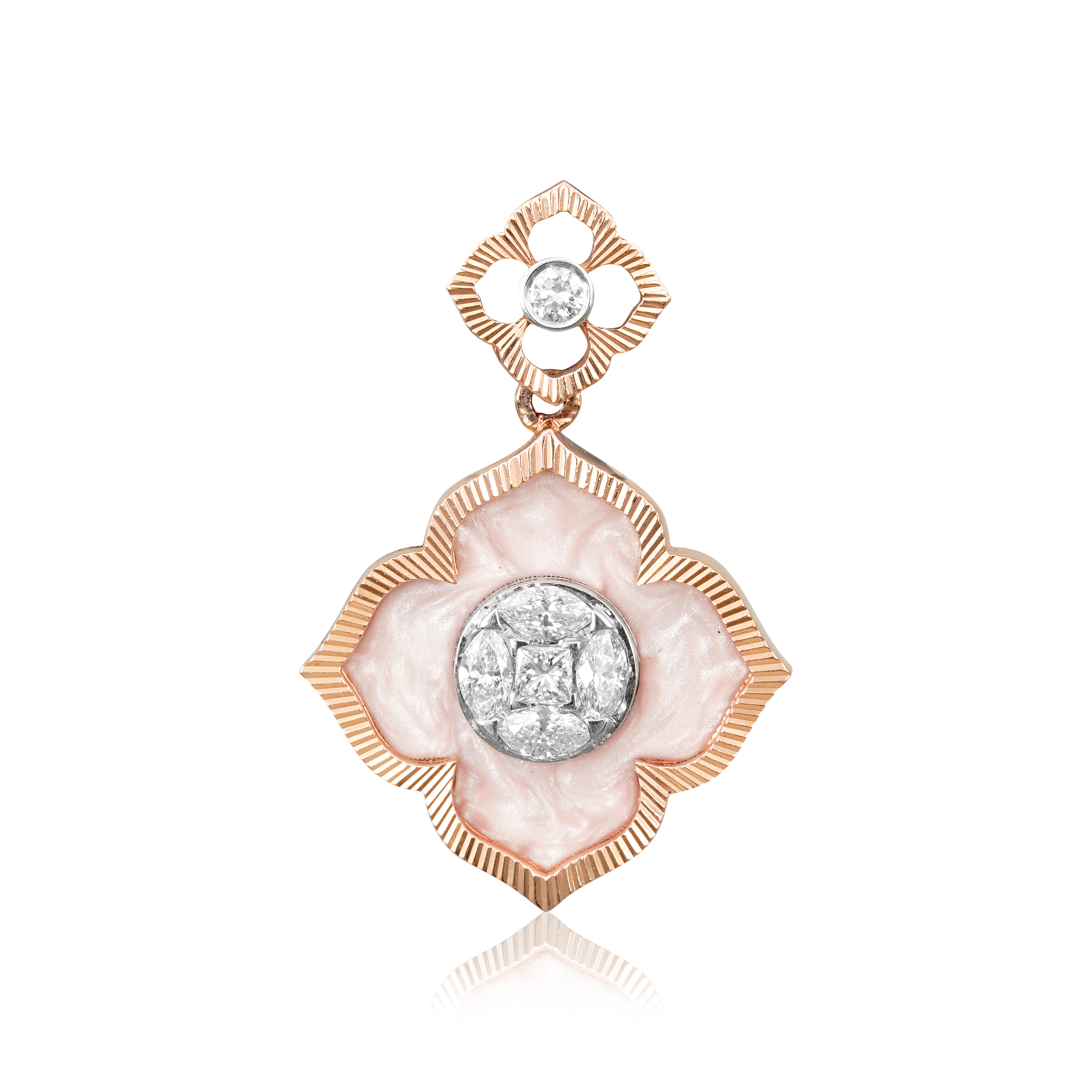 Pink enamel Diamond pendant