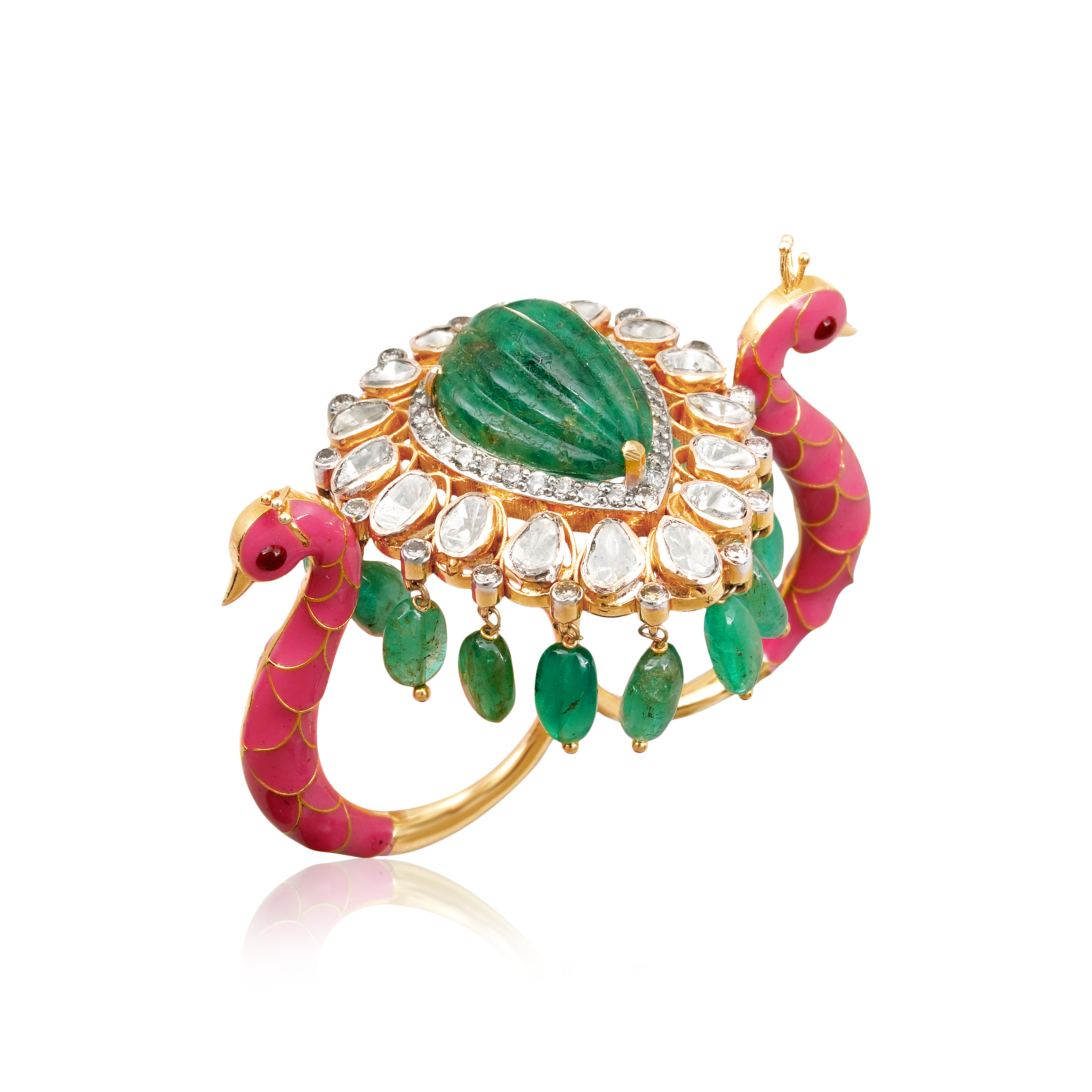 Petal Emerald diamond ring