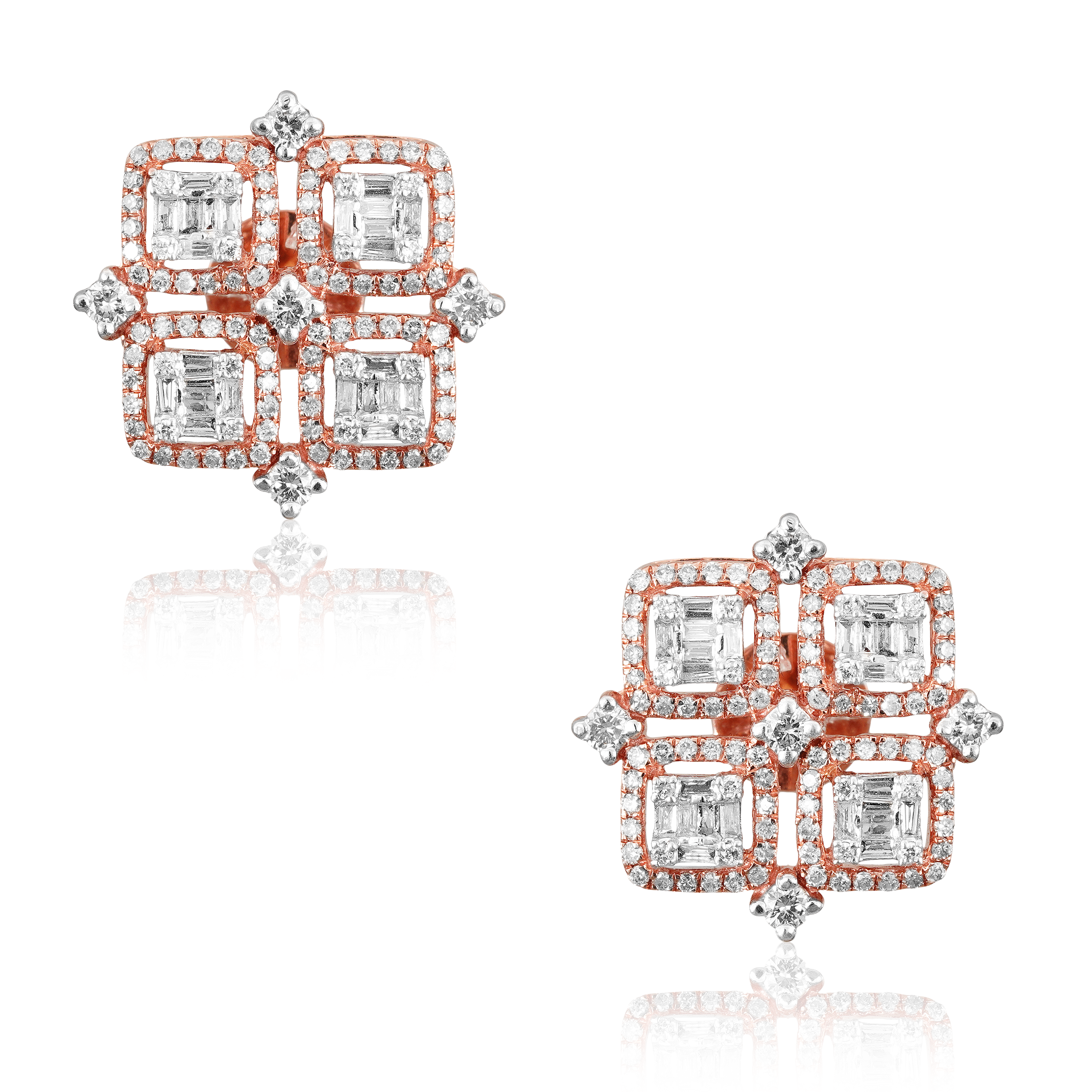 Sculpted Elegance Square Diamond Earrings