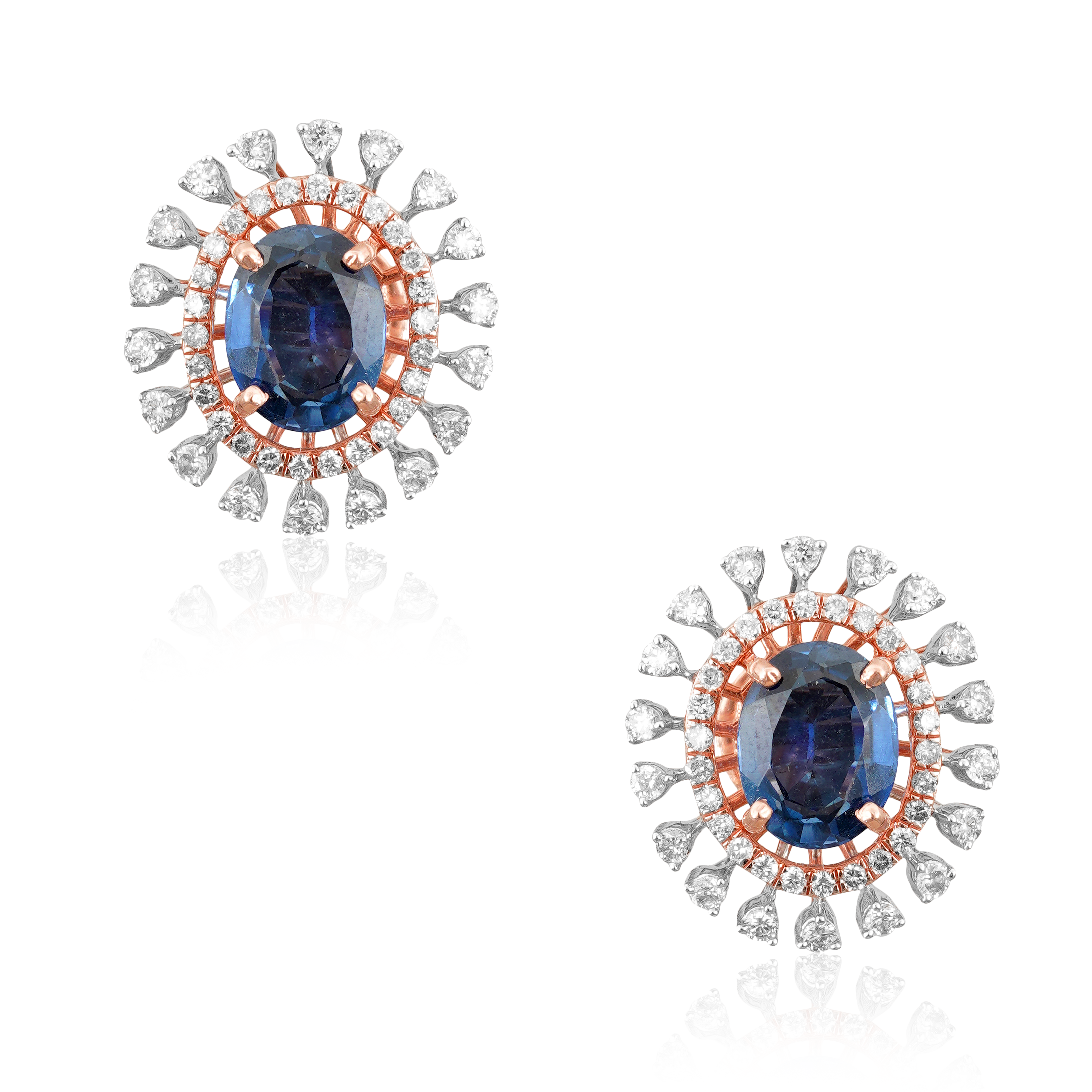 Velvet blue sapphire diamond earrings