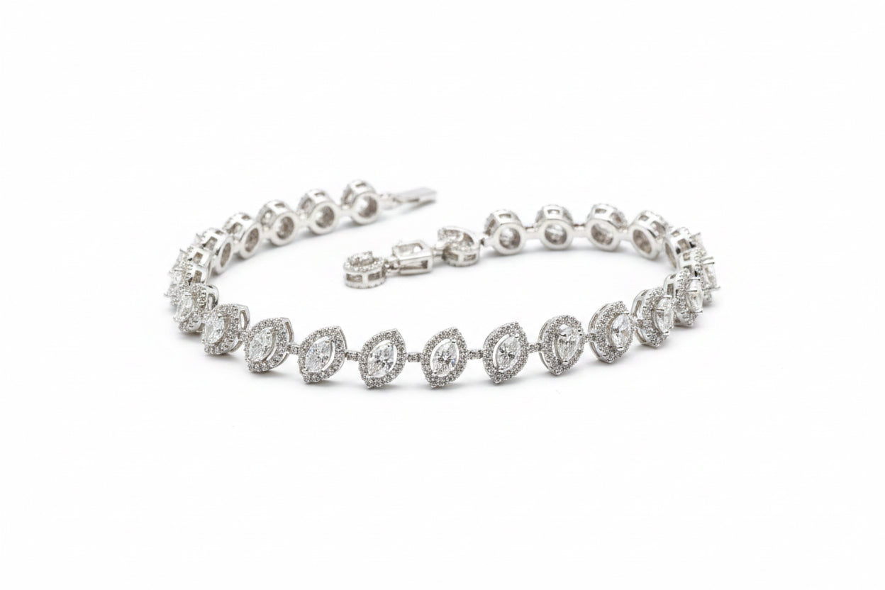 Marquise Halo Diamond Bracelet