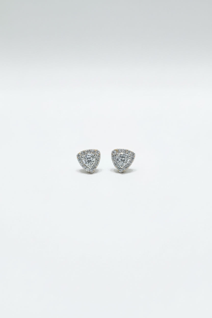 Trilliant Diamond Halo Studs