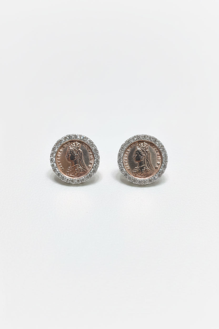 Vintage Coin Diamond Stud