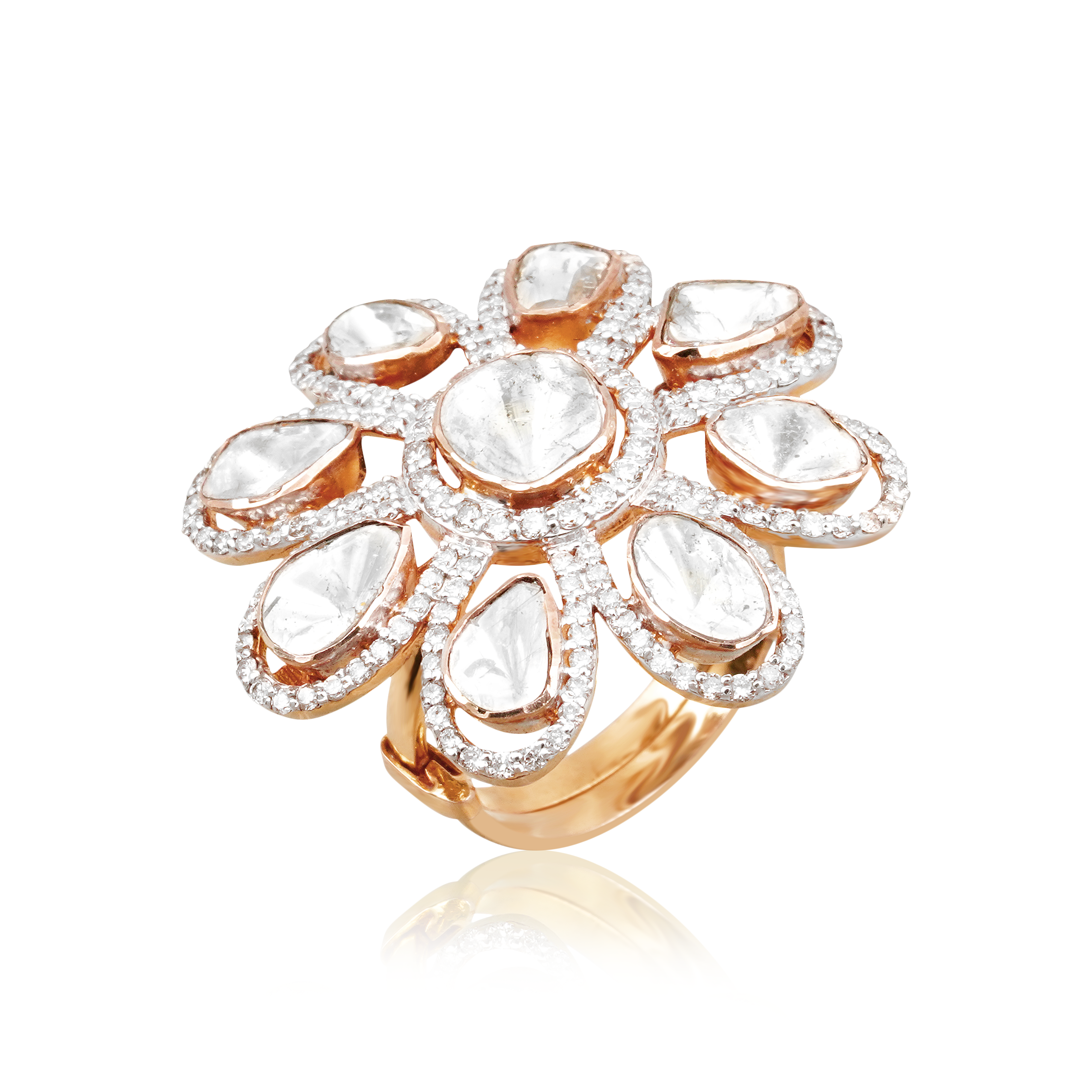 Floral Radiance Polki Ring